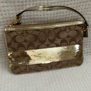 Coach gold small wristlet